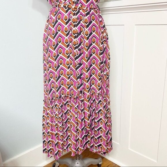 Anthropologie Corey Lynn Calter Annabel Pink Ruffle Shirt Dress Maxi Small - Picture 7 of 15